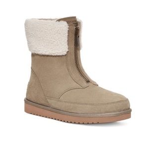 🆕 UGG Koolaburra Lytta Zip Up Cozy Sherpa Lined Short Boot, Tan Gray, Size 6